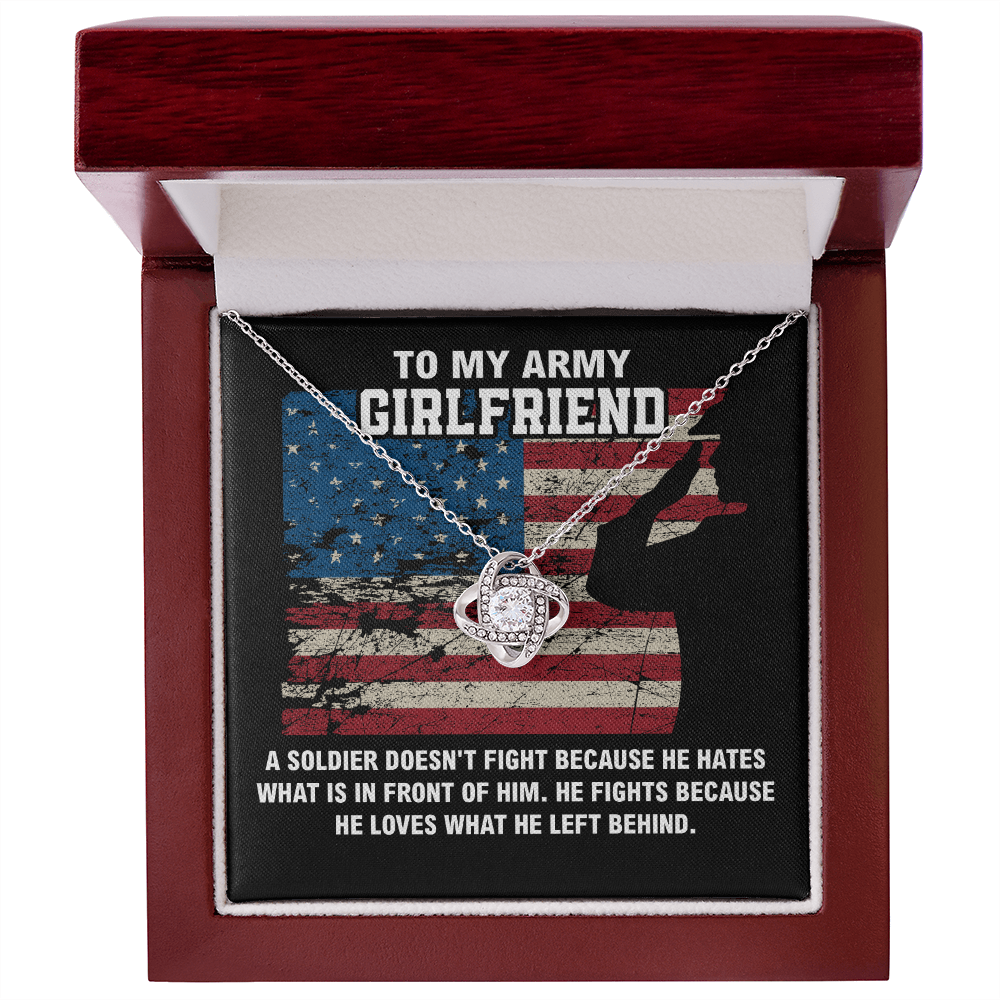 Army Girlfriend Gift Necklace with Patriotic Message Card