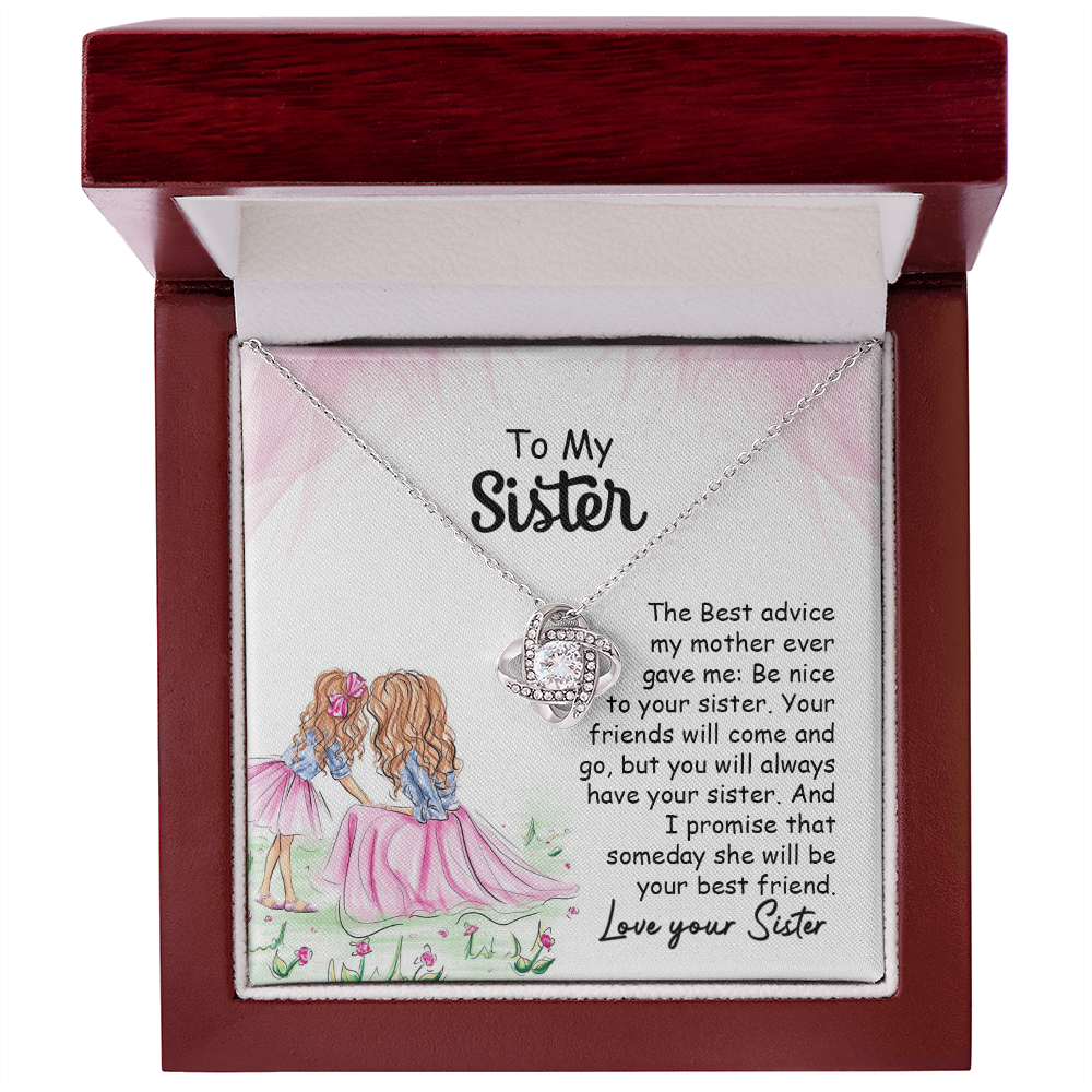 Sister Necklace Gift with Heartfelt Message Card