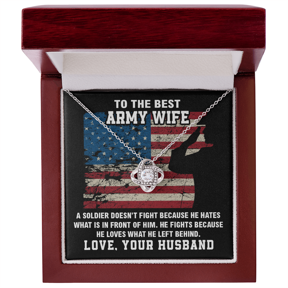 Army Wife Necklace Gift from Husband with Message Card