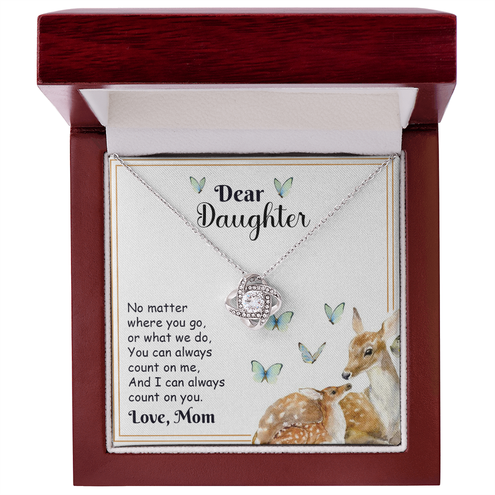 Dear Daughter Necklace Gift from Mom – with Deer and Butterfly Message Card