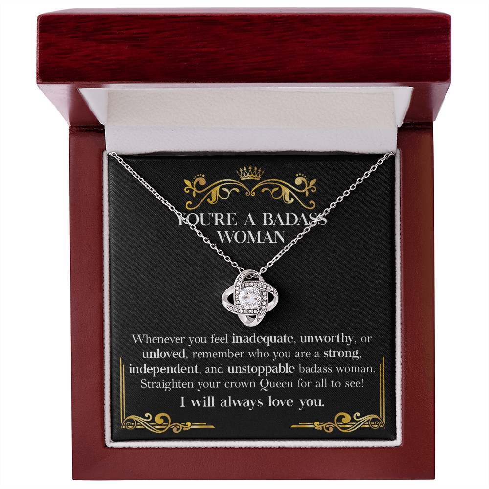 Badass Woman Necklace Gift with Empowering Message Card