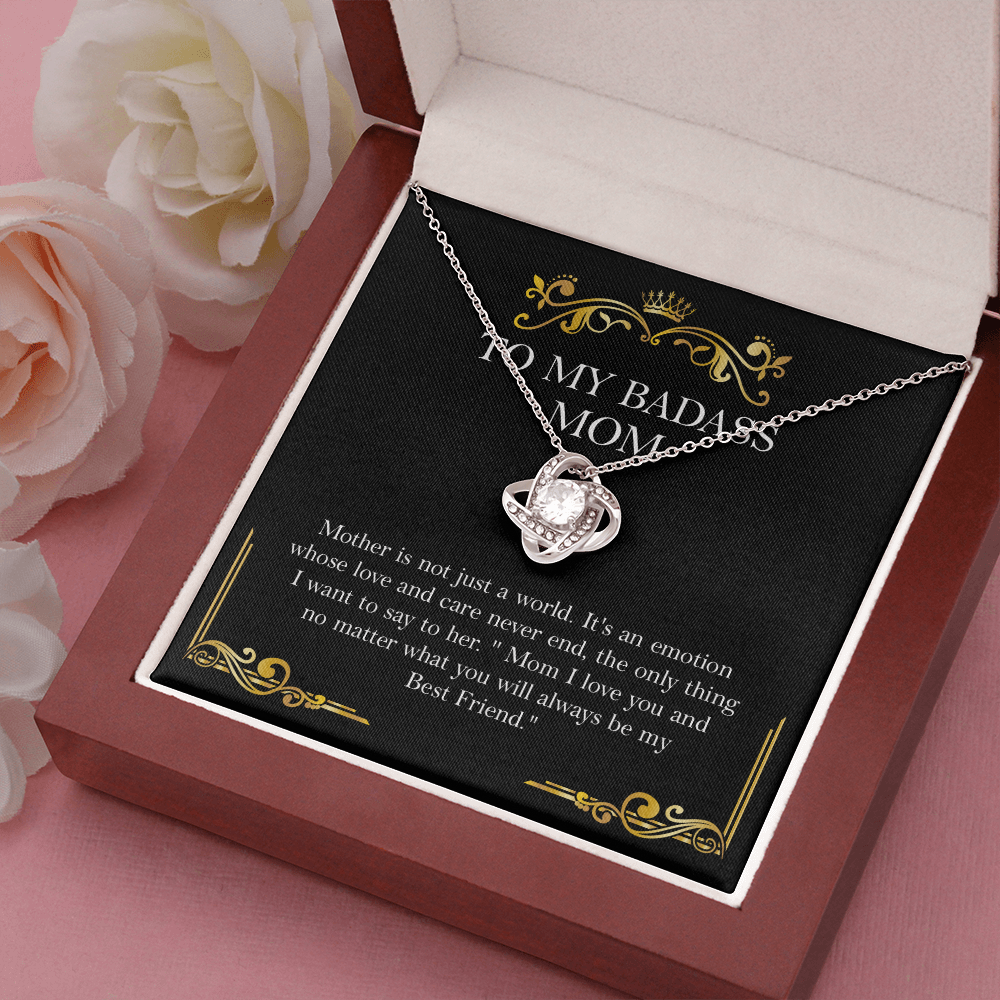 Badass Mom Necklace Gift with Message Card from Daughter or Son