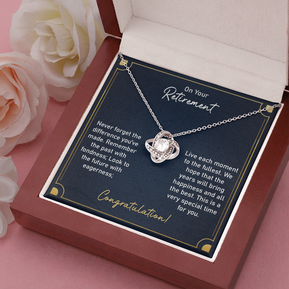 Retirement Necklace Gift for Women with Elegant Message Card