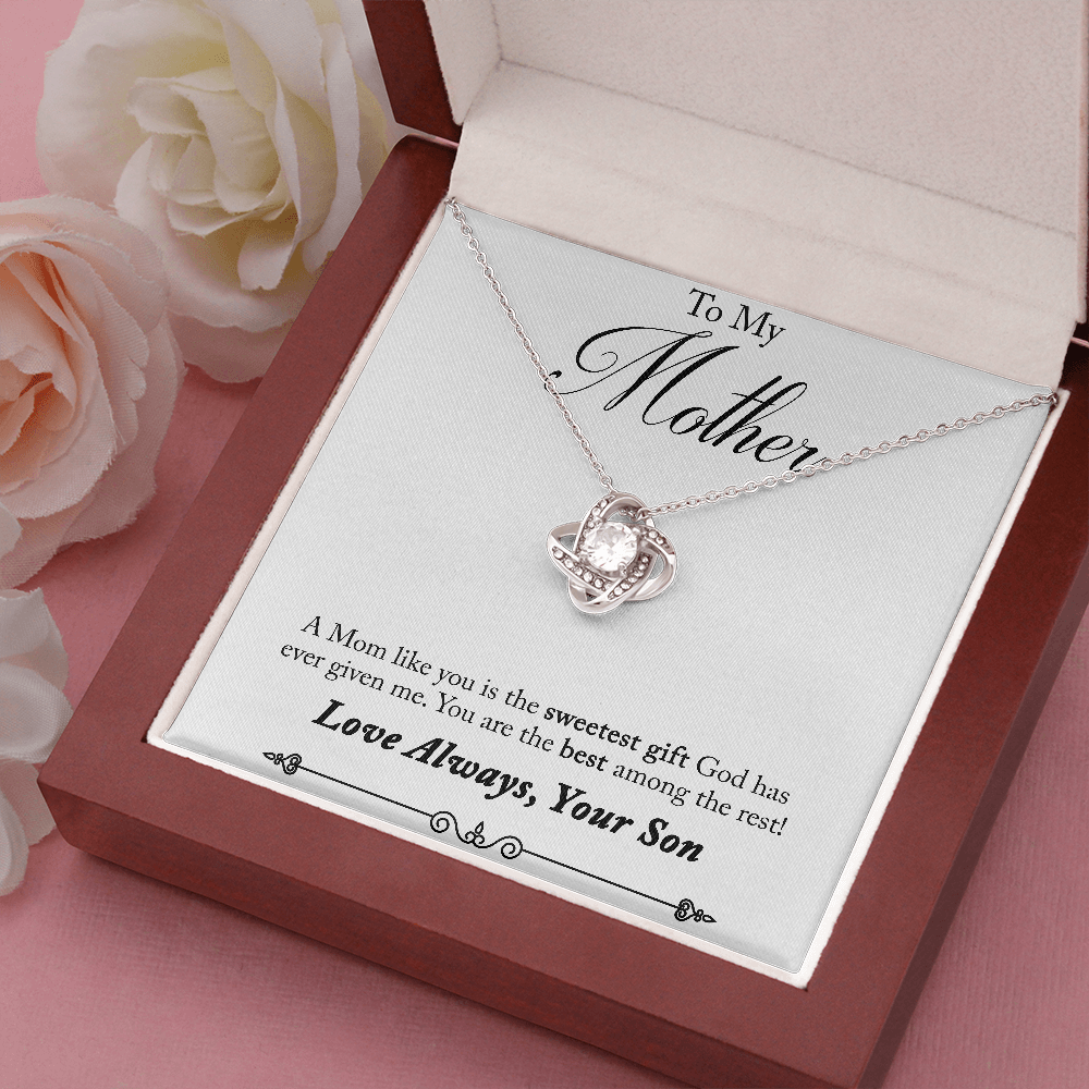Mother Necklace Gift from Son with Heartfelt Message Card – Sweetest Gift for Mom
