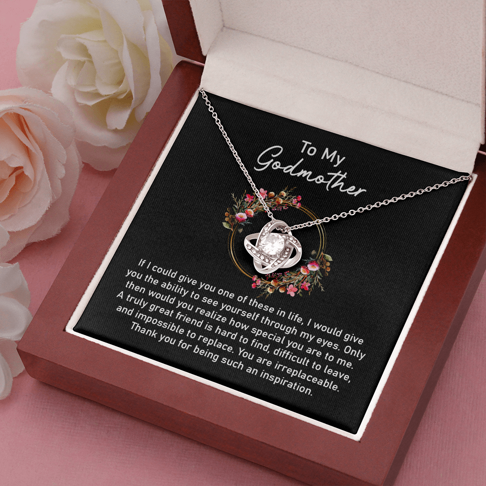Godmother Necklace Gift from Godchild with Floral Message Card