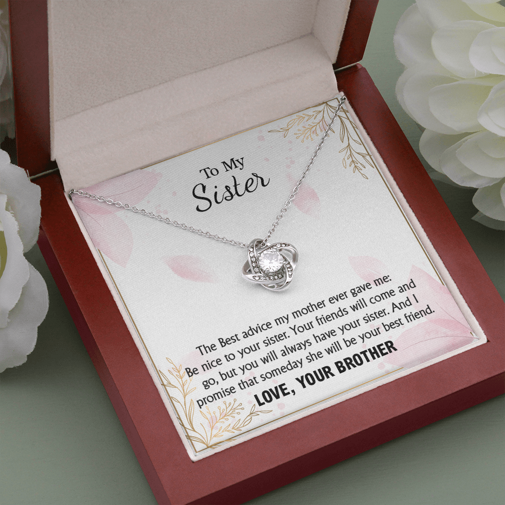 Sister Necklace Gift from Brother with Sentimental Message Card