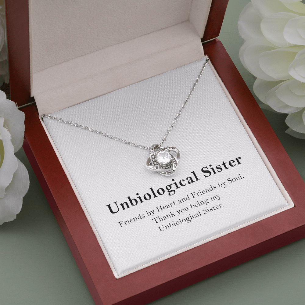 Unbiological Sister Necklace Gift – Friendship Jewelry with Message Card