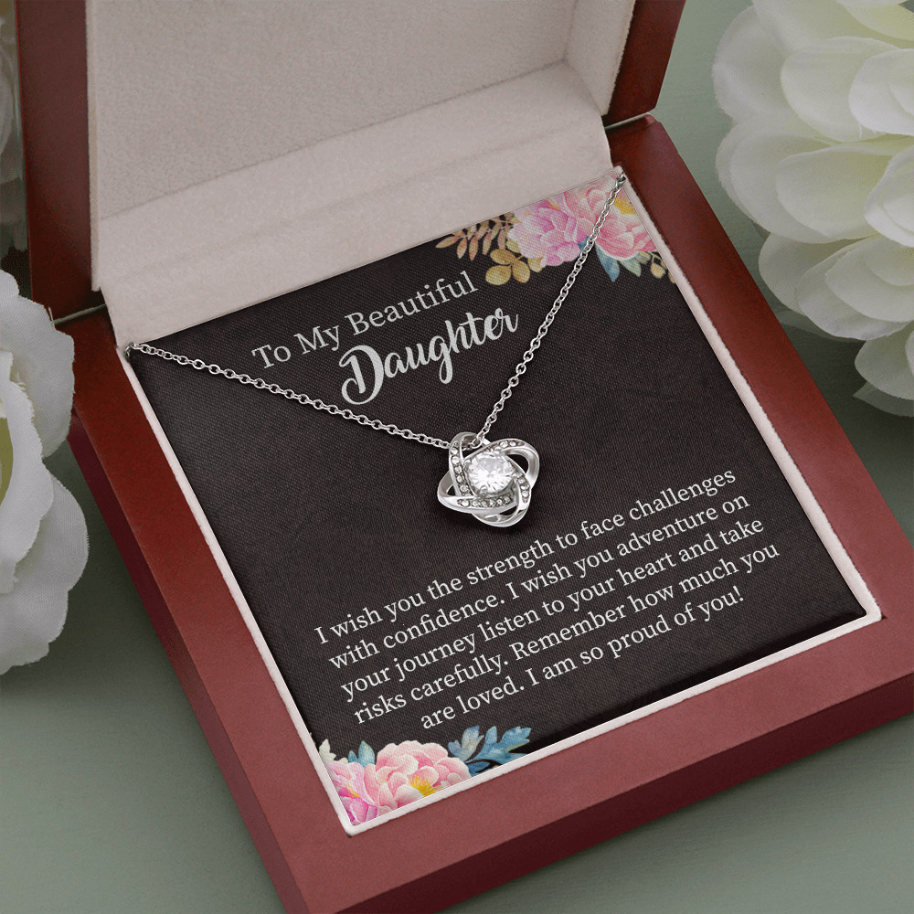 To My Beautiful Daughter Necklace Gift – Strength, Confidence, Adventure Jewelry