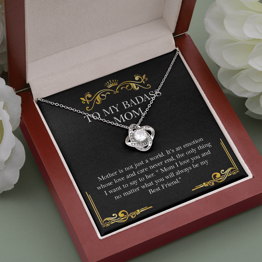 Badass Mom Necklace Gift with Message Card from Daughter or Son
