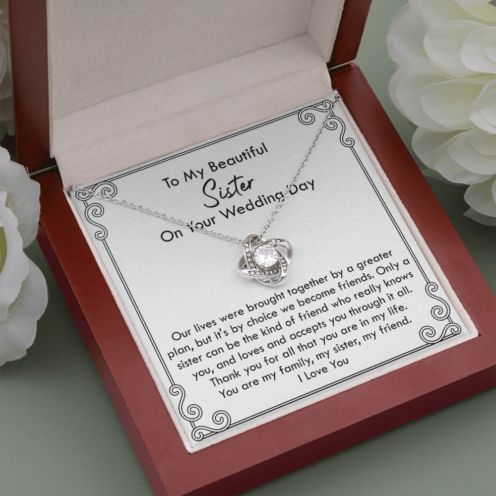 Wedding Day Necklace Gift for Sister from Sibling with Message Card