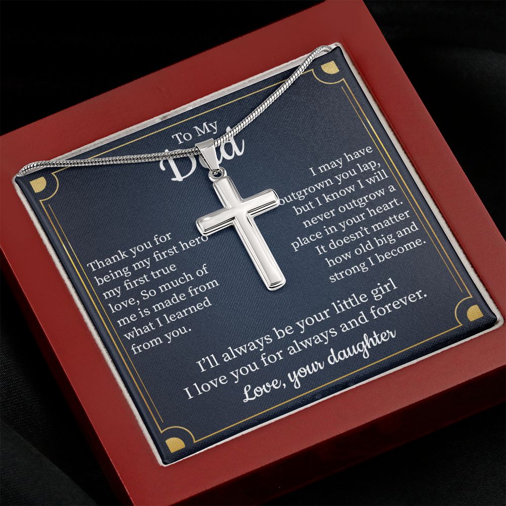 Cross Necklace Gift for Dad from Daughter with Message Card