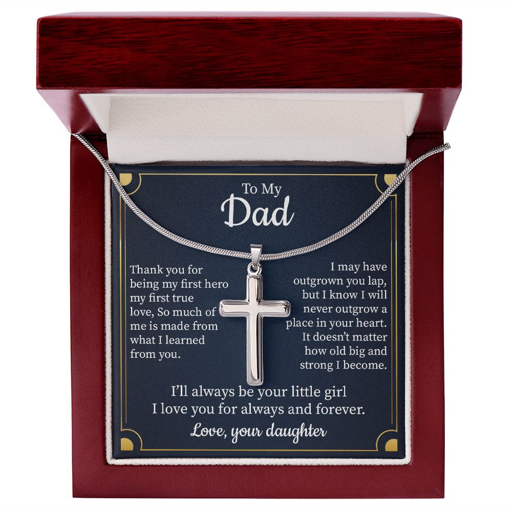 Cross Necklace Gift for Dad from Daughter with Message Card